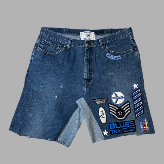 Resilience Patchwork Jorts Blue Tactic
