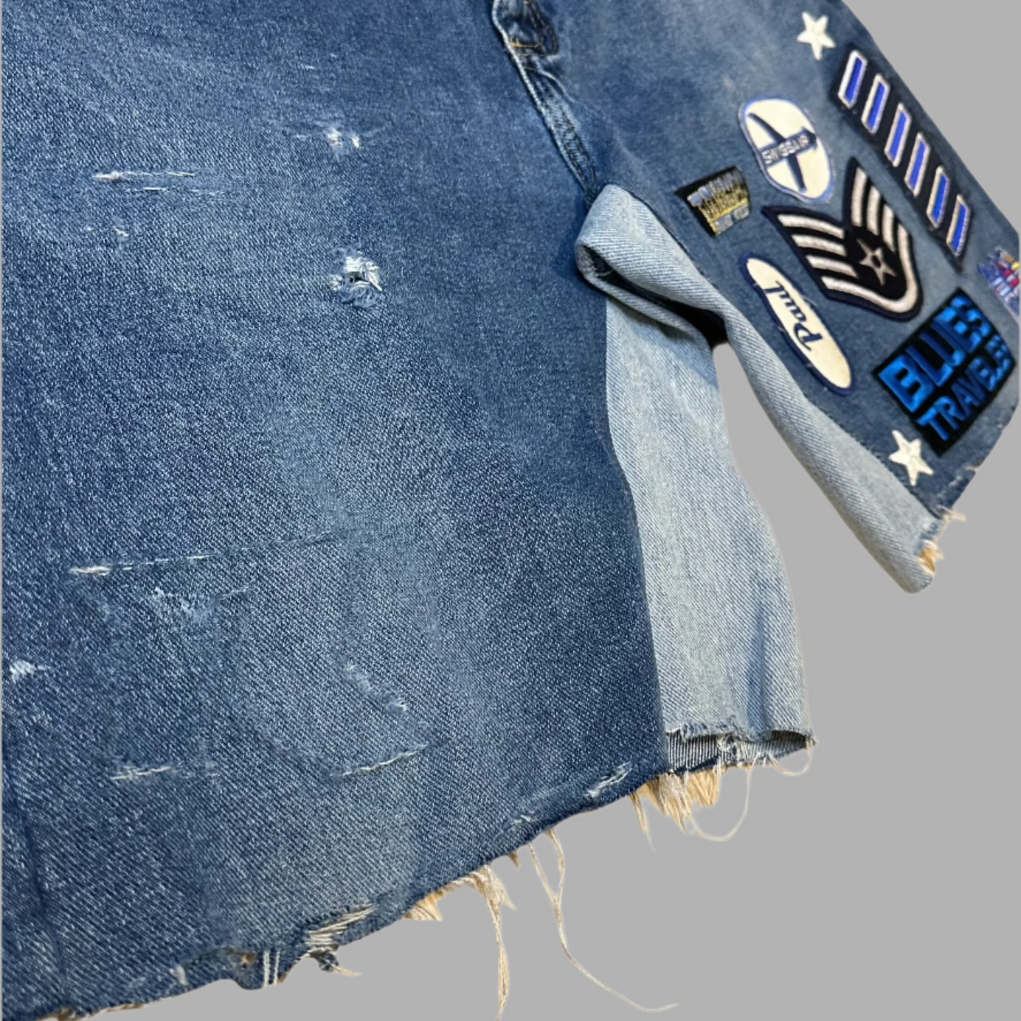Resilience Patchwork Jorts Blue Tactic