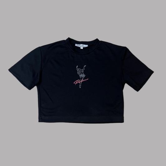 Resilience Handmade Lady of Chance Crop Tee Black